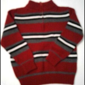 Arizona Burgundy Striped Long Sleeve Zippered Turtleneck Boys Sweater 4T